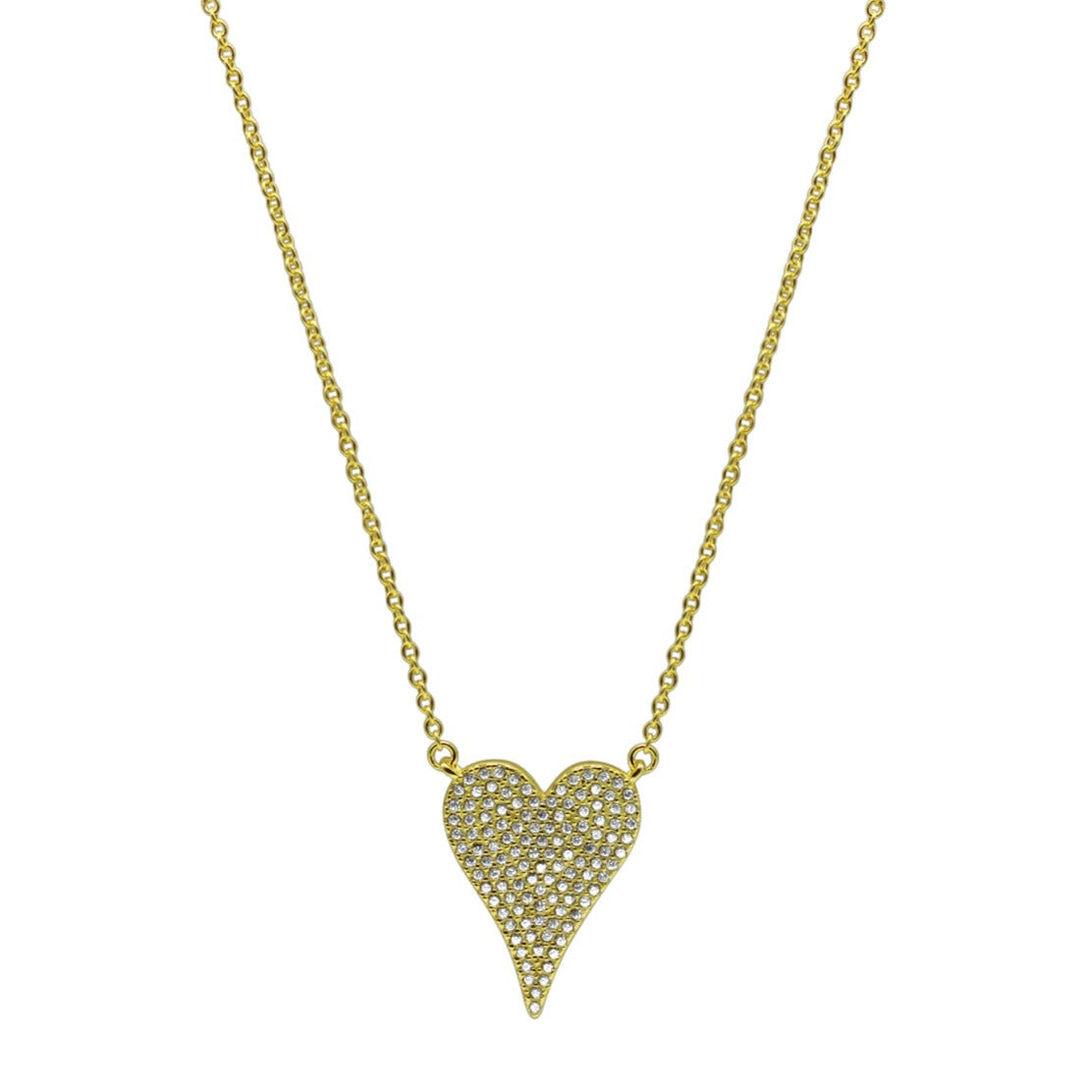 Dripping CZ Heart Necklace Gold