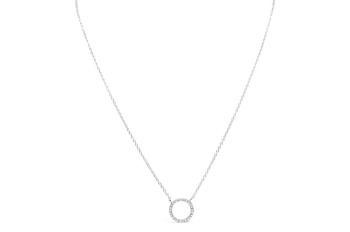 Stia Icon Necklace Pave Circle Silver