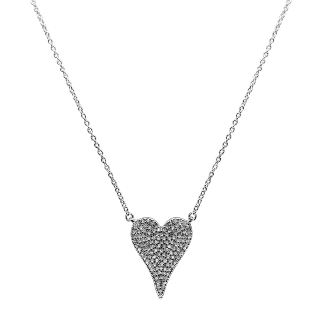 Stia Dripping CZ Heart Necklace Silver