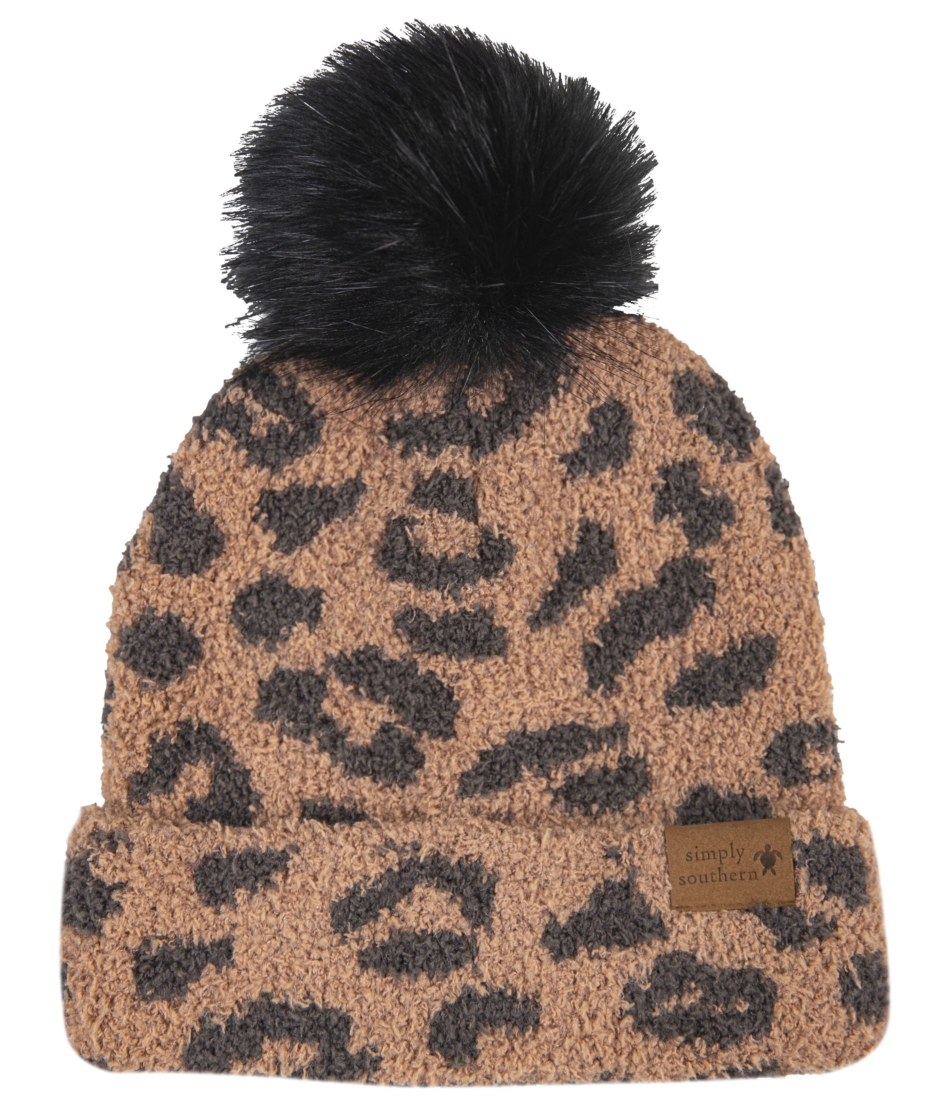 Simply Southern - Women's Fuzzy Beanie - Leopard Brown