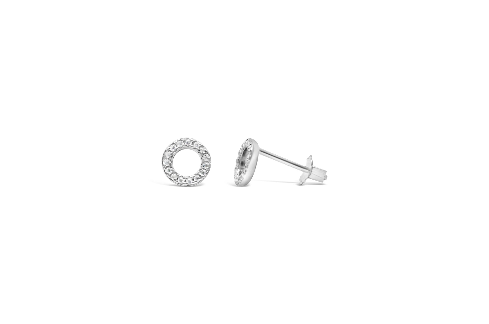 Stia Pave Circle Stud Earring - Silver