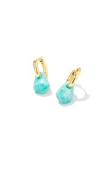 Insley Huggie Earrings Gold Teal Amazonite