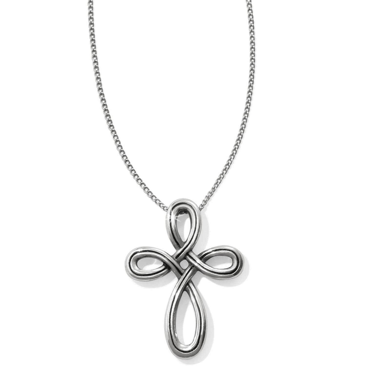 Interlok Silver Petite Cross Necklace