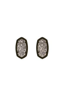 Ellie Earring Gunmetal - Platinum Drusy