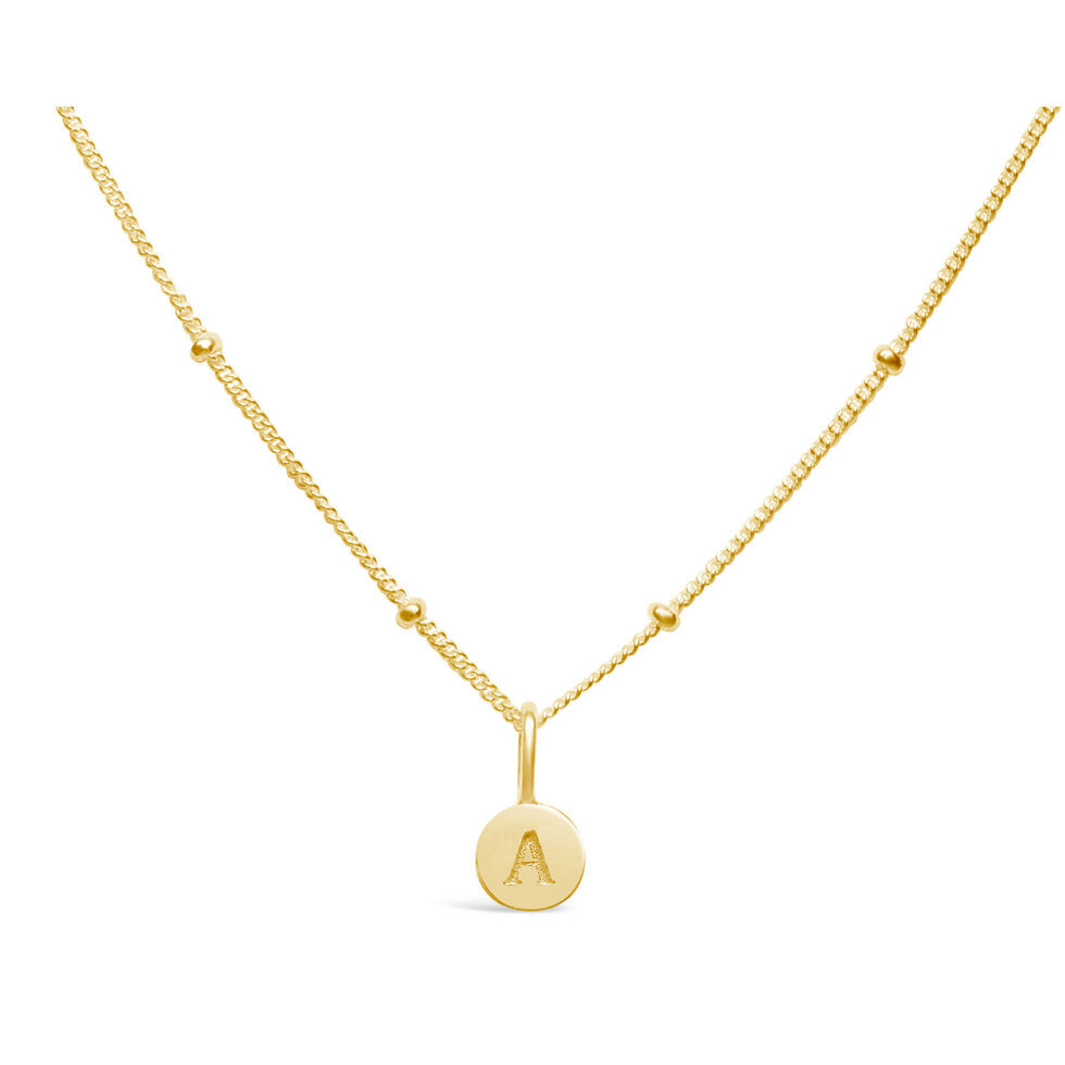 Stia Mini Disk Letter Necklace "A" Gold