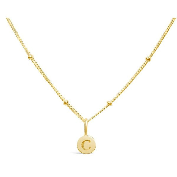 Stia Mini Disk Letter Necklace "C" Gold