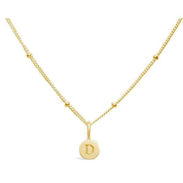 Stia Mini Disk Letter Necklace "D" Gold