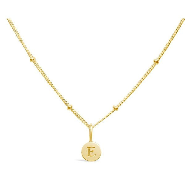 Stia Mini Disk Letter Necklace "E" Gold