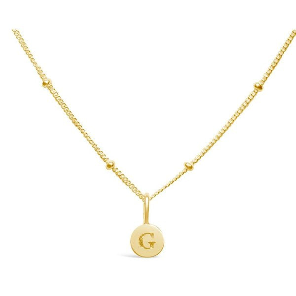 Stia Mini Disk Letter Necklace "G" Gold