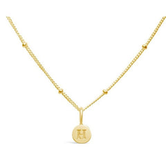 Stia Mini Disk Letter Necklace "H" Gold