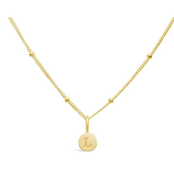 Stia Title Mini Disk Letter Necklace "L" Gold