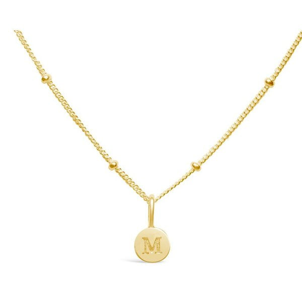 Stia Mini Disk Letter Necklace "M" Gold