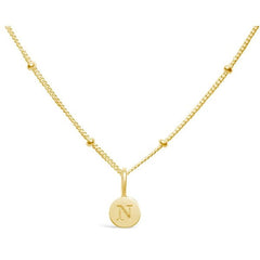 Stia Mini Disk Letter Necklace "N" Gold