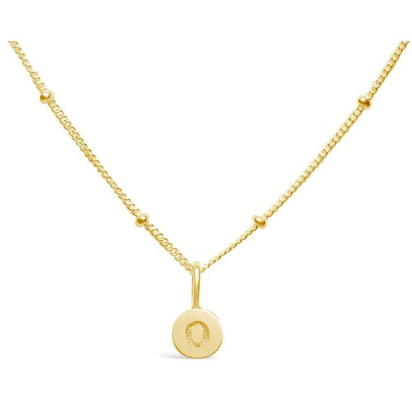 Stia Mini Disk Letter Necklace "O" Gold