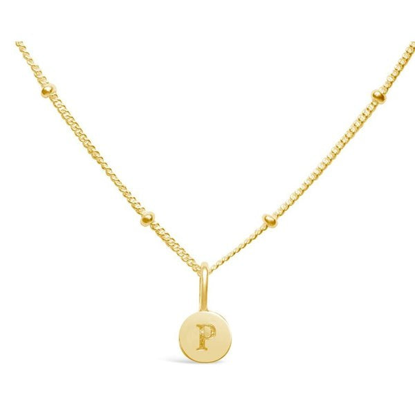 Stia Mini Disk Letter Necklace "P" Gold