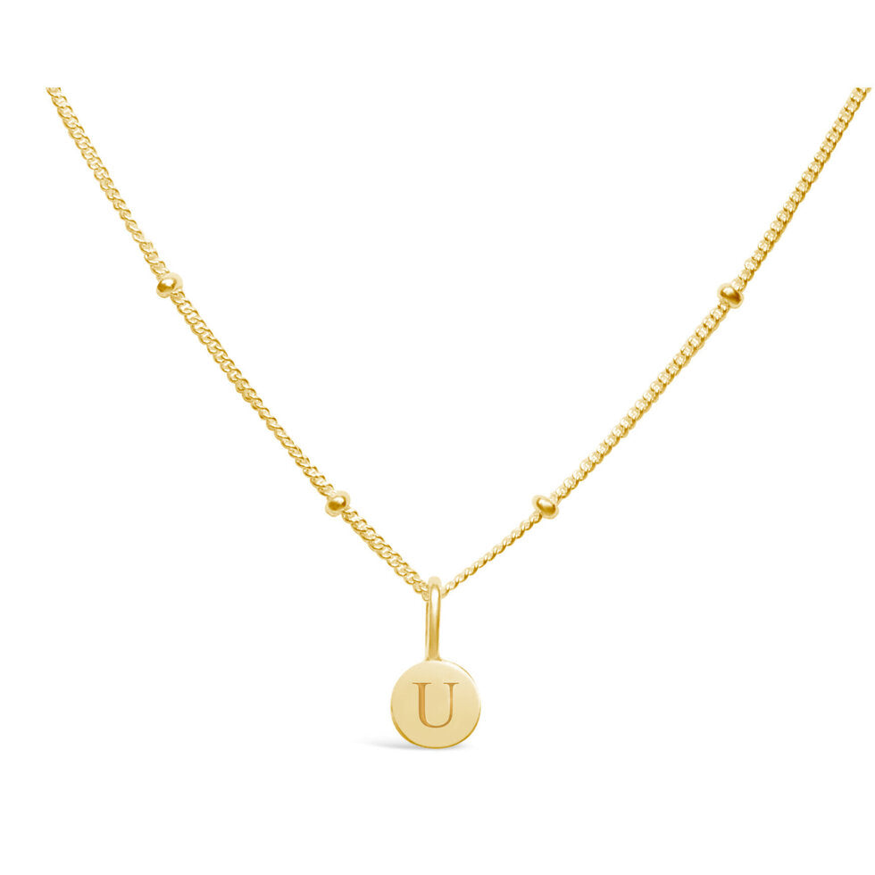 Stia Mini Disk Letter Necklace "U" Gold