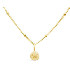 Stia Mini Disk Letter Necklace "W" Gold