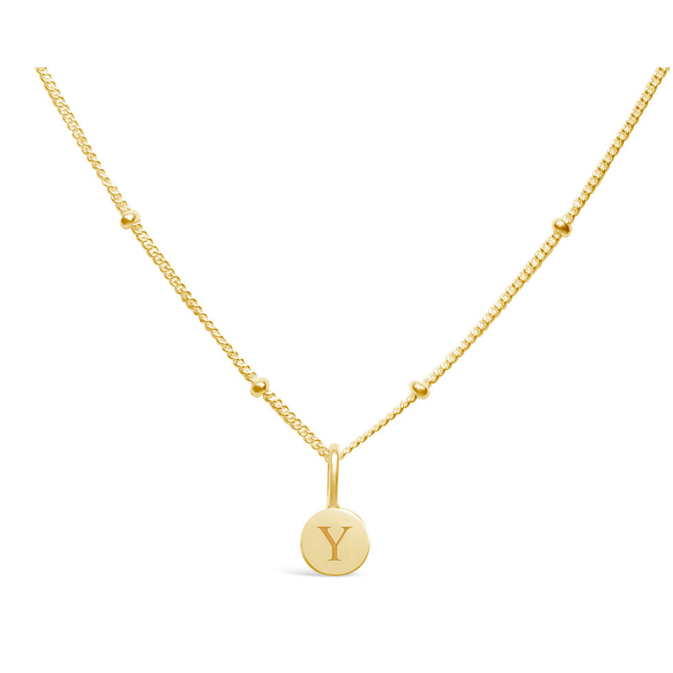 Mini Disk Letter Necklace "Y" Gold