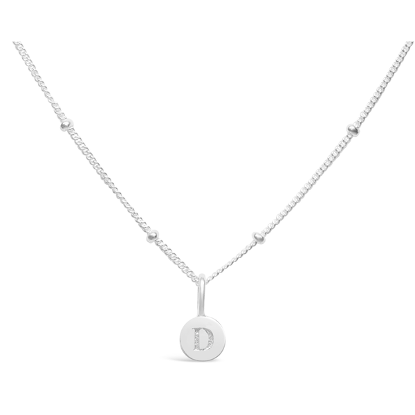 Stia Mini Disk Letter Necklace "D" Silver