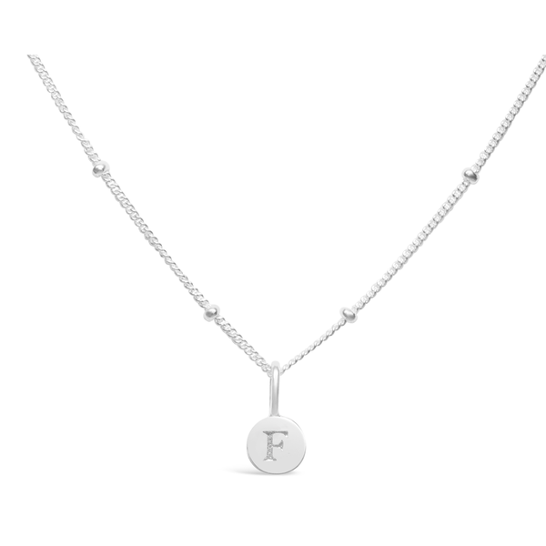 Stia Mini Disk Letter Necklace "F" Silver