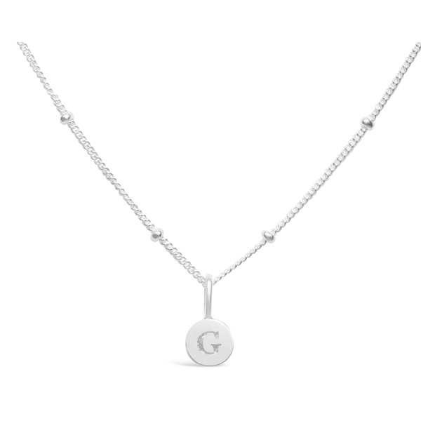 Silver Mini Disk Letter Necklace "G" Silver