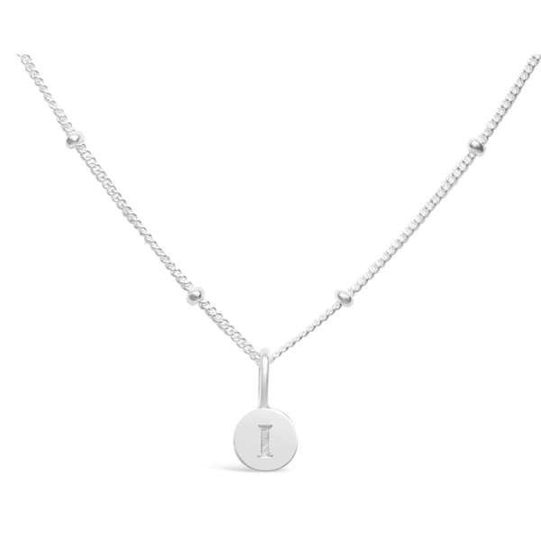 Stia Mini Disk Letter Necklace - "I" Silver