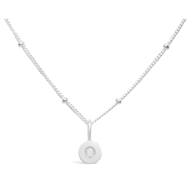 Stia Mini Disk Letter Necklace "O" Silver