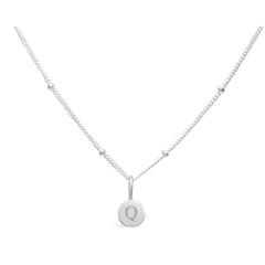 Stia Mini Disk Letter Necklace - "Q" Silver
