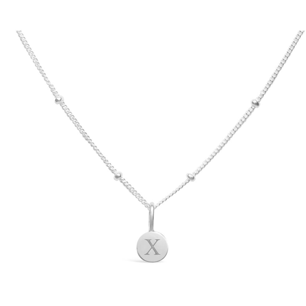 Stia Mini Disk Letter Necklace "X" Silver