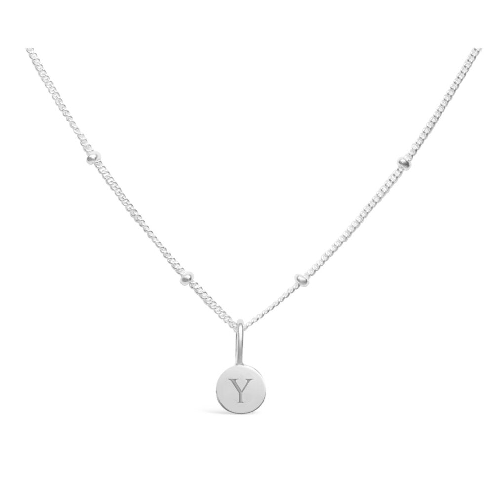 Stia Mini Disk Letter Necklace "Y" Silver