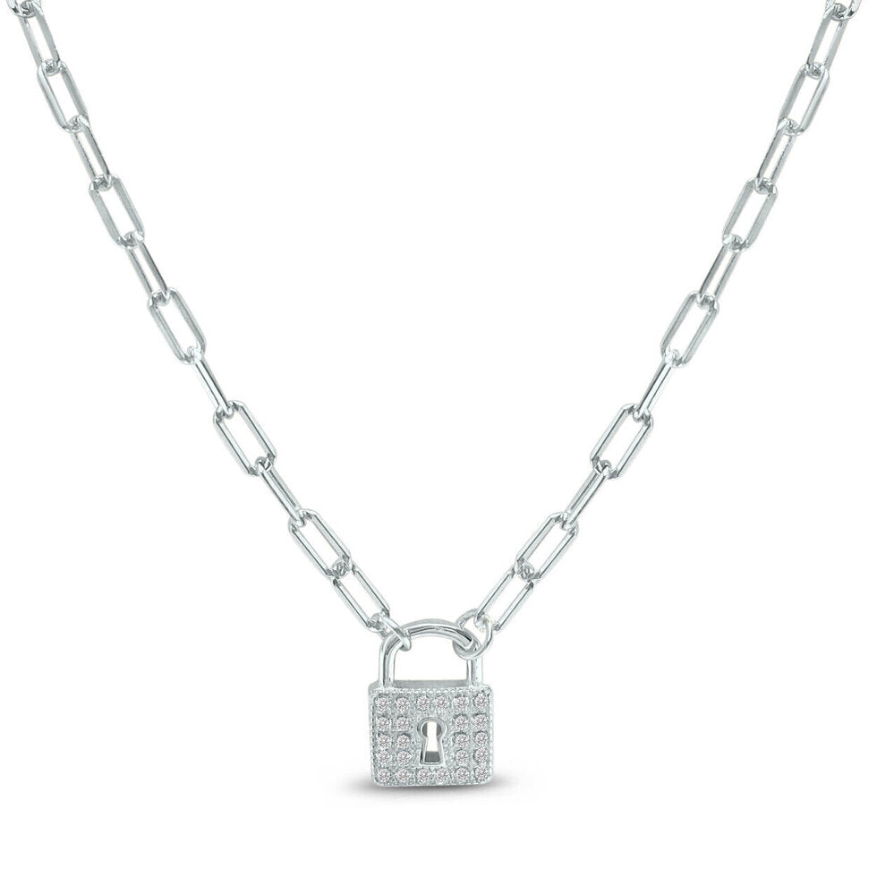 Stia Linked Necklace Padlock Silver