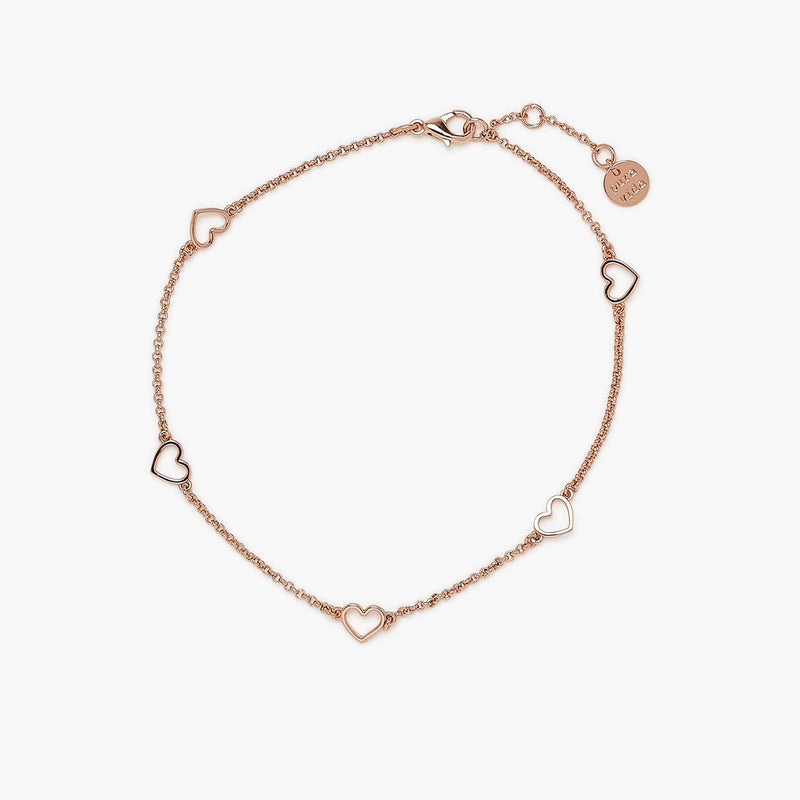Dainty Hearts Rose Gold Anklet 