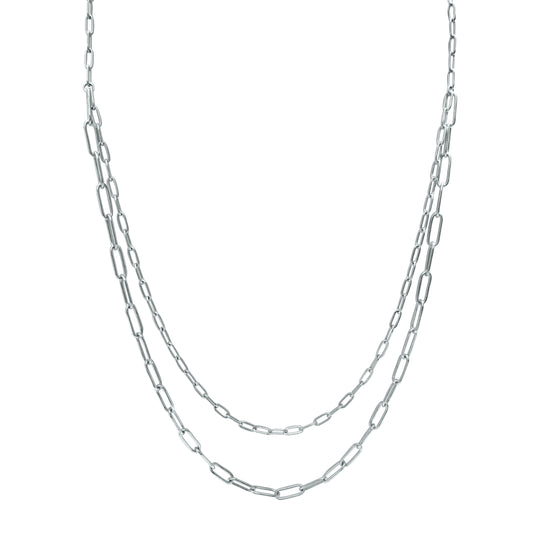 Stia Styled Simple Layers Paperclip Necklace Silver