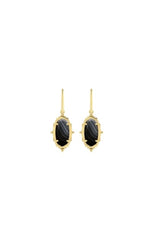 Baroque Lee Drop Earring Gold Black Banded Agate