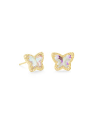 Lillia Butterfly Stud Earring Gold Dichroic Glass