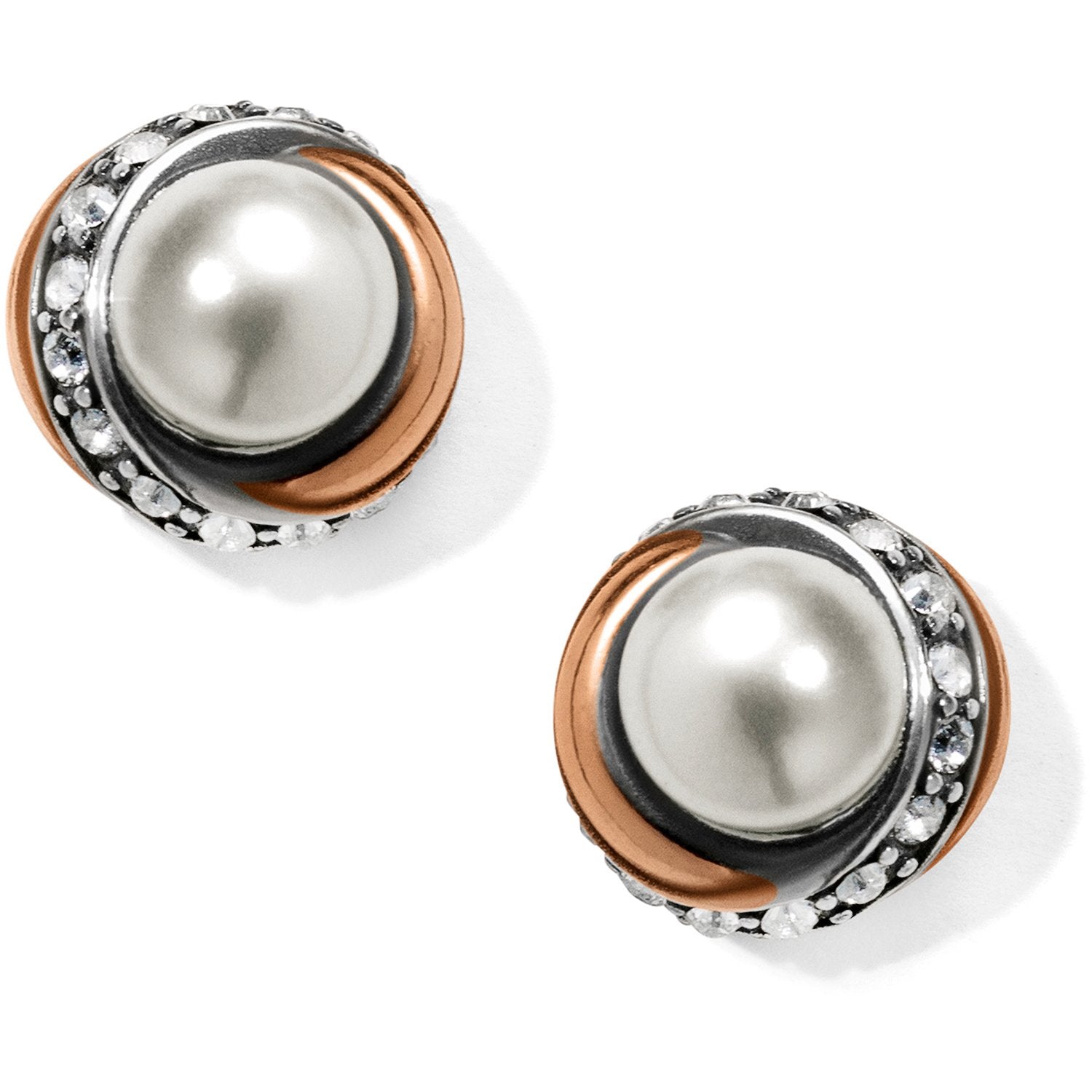 Neptune's Rings Pearl Button Earrings Front View