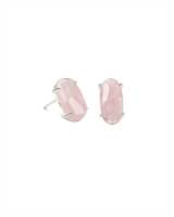Betty Rhodium Rose Quartz Earrings