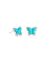 Lillia Butterfly Stud Earring Rhodium Turquoise Opal