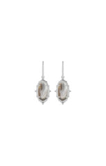 Baroque Lee Drop Earring Rhodium Gray Banded Agate