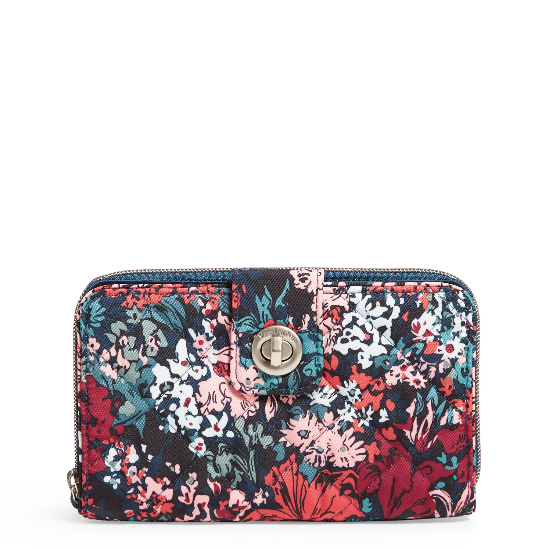 RFID Turnlock Wallet - Cabbage Rose Cabernet