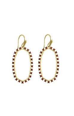 Elle Open Frame Earring Gold Burgundy Crystal