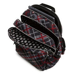 XL Campus Backpack In Paris Plaid - Main and front pocket unzipped