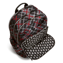 XL Campus Backpack In Paris Plaid - Front pocket unzipped, showing the inside pattern.
