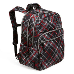 XL Campus Backpack In Paris Plaid - Side view with drink pocket