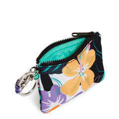 ReActive Zip ID Lanyard In Island Floral Pattern, the back view of the wallet.