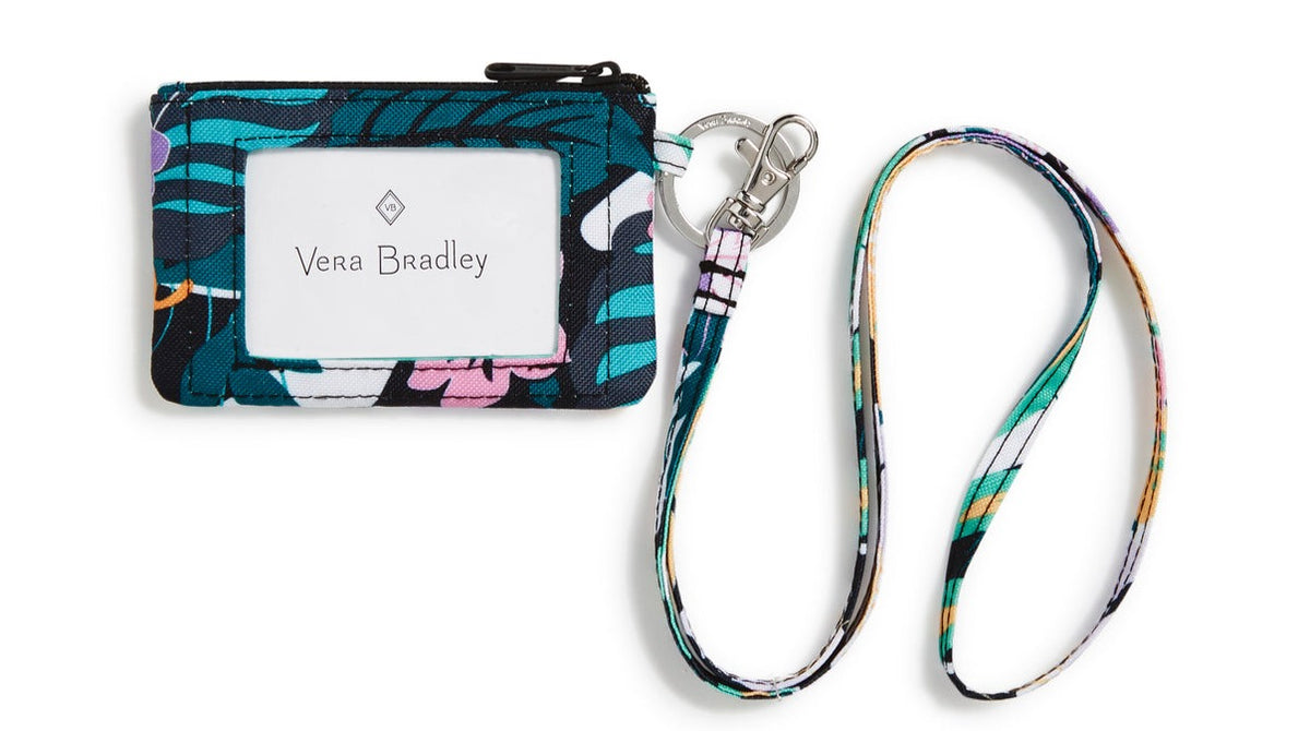 Vera Bradley ReActive Zip ID Lanyard In Island Floral Pattern.