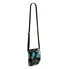 RFID Mini Hipster Bag In Island Garden Pattern, with the crossbody strap fully extended.