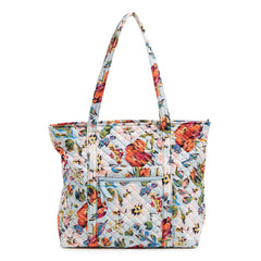 Vera Bradley Vera Tote bag in Sea Air Floral pattern, full front view.
