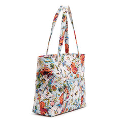 Vera Bradley Vera Tote bag in Sea Air Floral pattern, full side view.