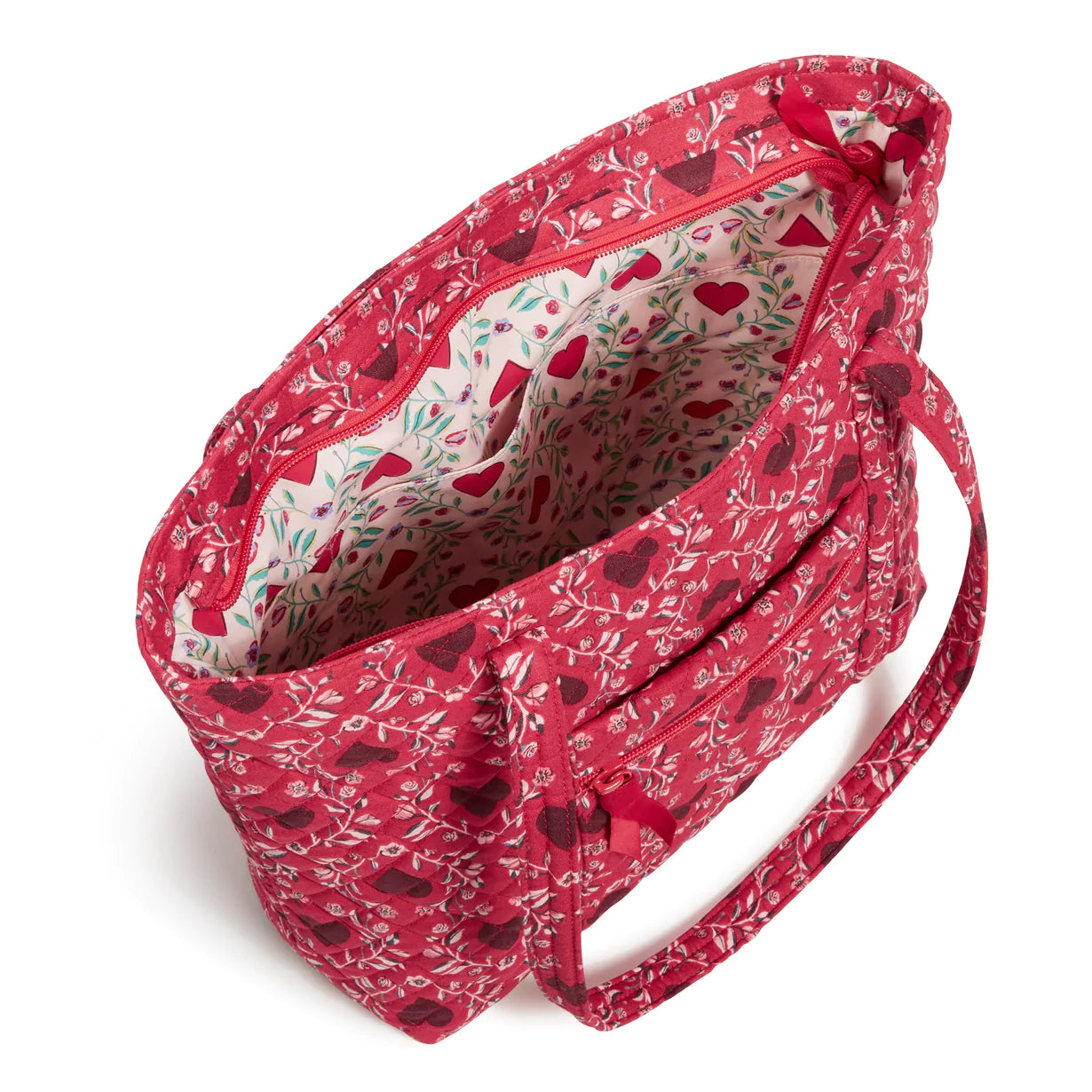 Small Vera Tote Bag In Imperial Hearts Red - Image 3 - Vera Bradley